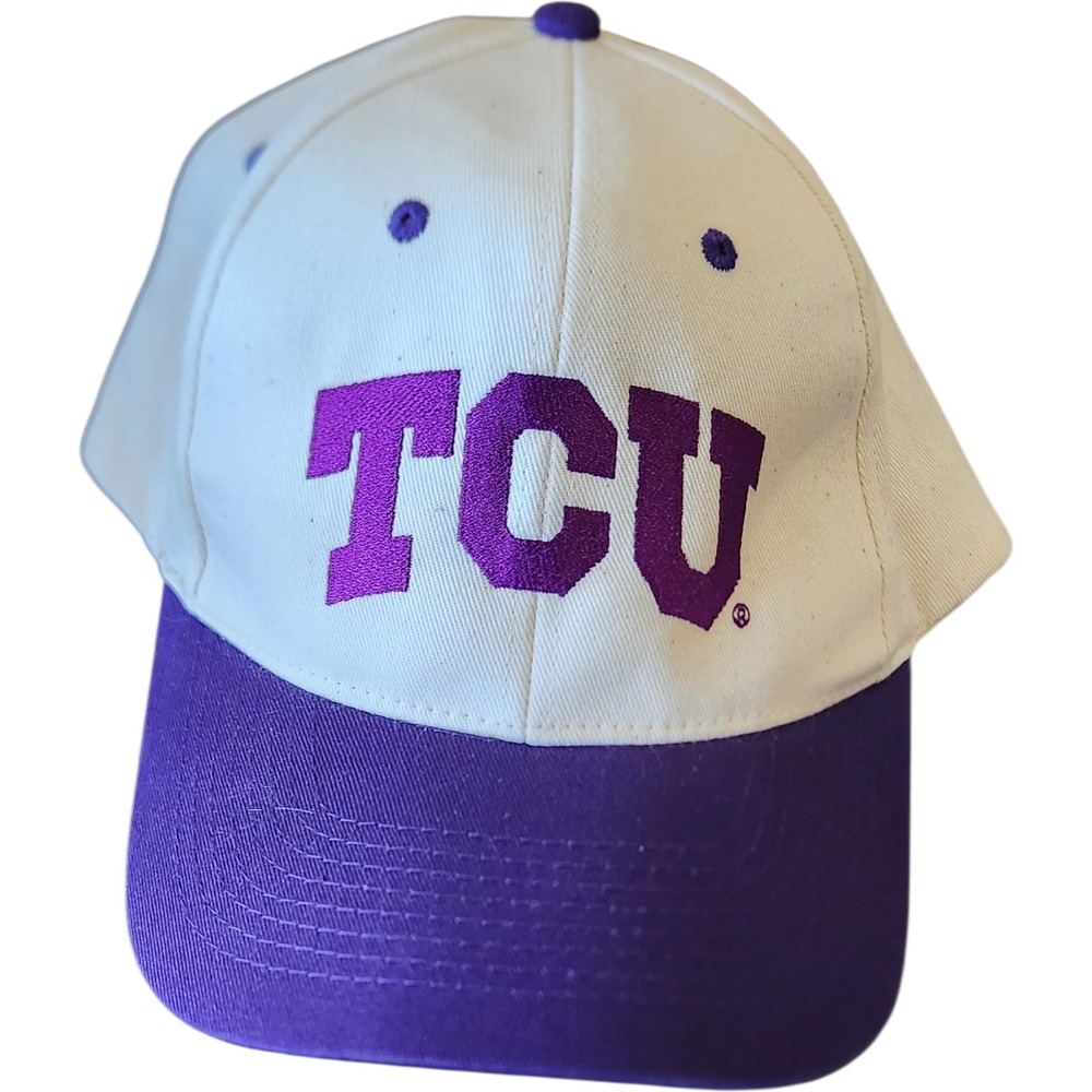 TCU Horned Frogs Baseball‎ Cap Purple White Adjustable Snapback Vintage 90s